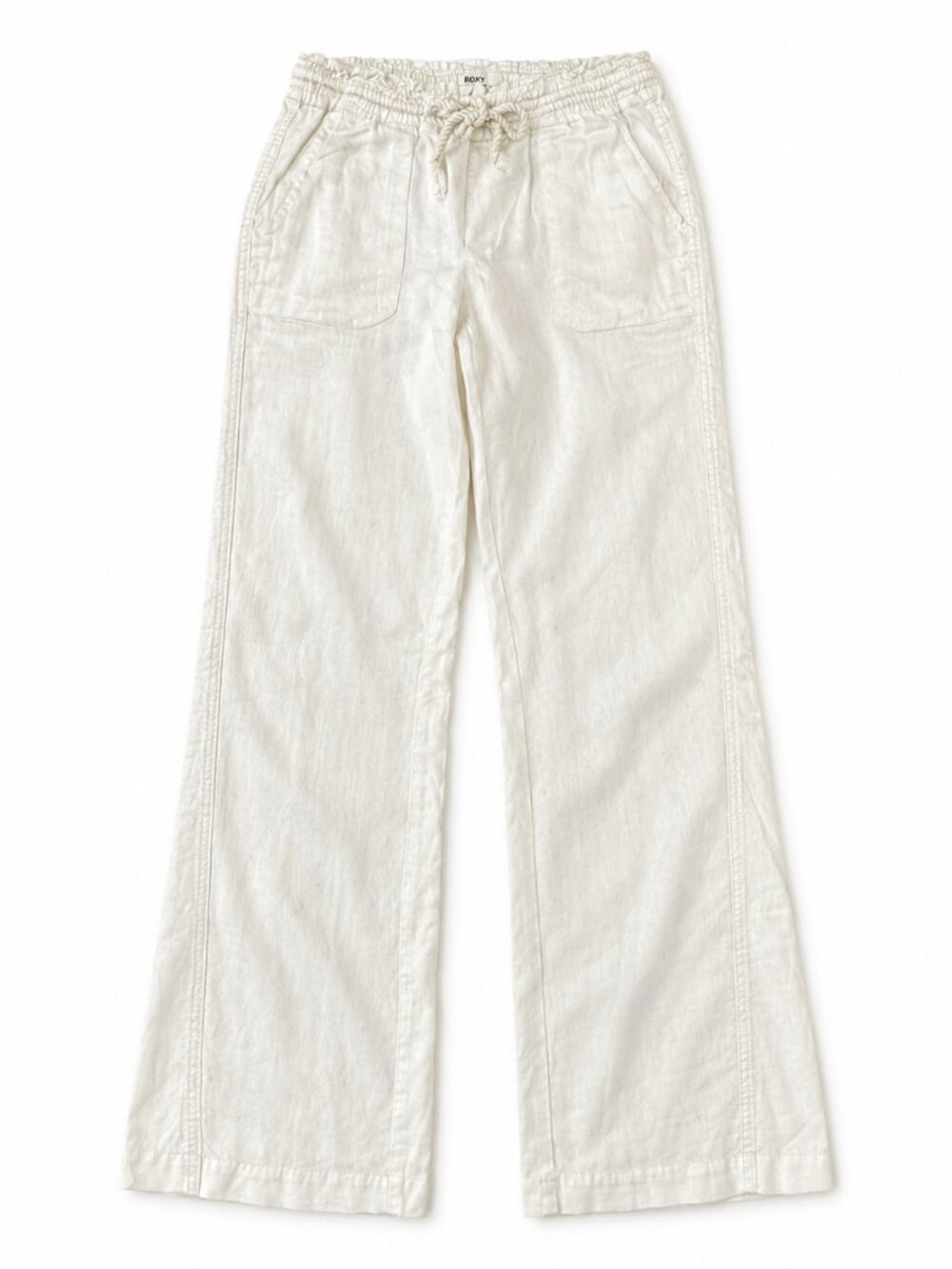 Roxy Oceanside White Linen Blend Wide Leg Beach Pants Size SM